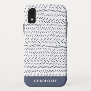Boho Modern Abstract Mudcloth Navy Personalised Case-Mate iPhone Case