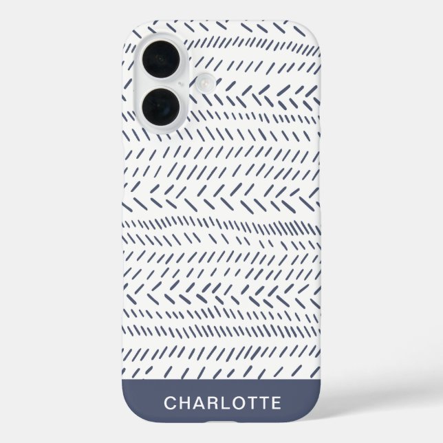 Boho Modern Abstract Mudcloth Navy Personalised Case-Mate iPhone Case (Back)