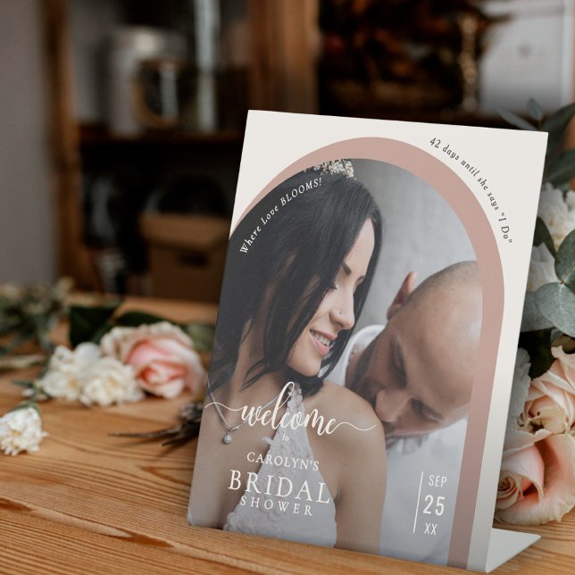 Boho Modern Arch Photo Bridal Shower Welcome Pedestal Sign (Creator Uploaded)