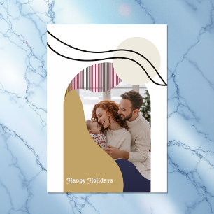Boho Modern Arches Geometric Holiday Photo Card