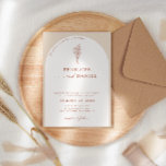 Boho Modern Beige Terracotta Script Wedding Arch Invitation<br><div class="desc">This minimalist yet modern bohemian arch wedding invitation features elegant wildflower bouquet design with bold date and arched text in terracotta script.</div>
