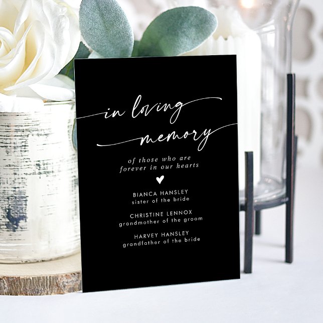 Boho Modern Black Wedding In Loving Memory Acrylic Sign (Boho Modern Black Wedding In Loving Memory Acrylic Sign)