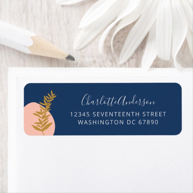 Boho Modern Botanical Art Blue Return Address (Insitu)