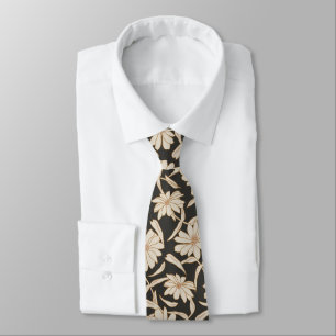 Boho Modern Botanical Black Groomsmen Wedding Tie