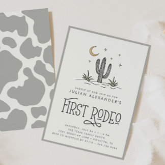Boho Modern Boys First Rodeo 1st Birthday Invitation