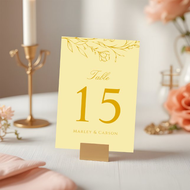 Boho Modern Butter Yellow Wedding Table Number (Creator Uploaded)