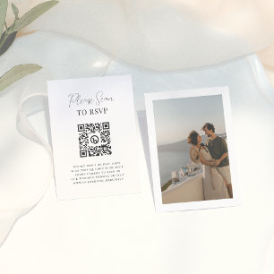 Boho Modern Calligraphy QR Code Photo Wedding RSVP Enclosure Card