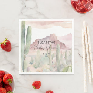 Boho Modern Desert Nature Cactus Baby Shower Napkin