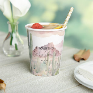 Boho Modern Desert Nature Cactus Baby Shower Paper Cups