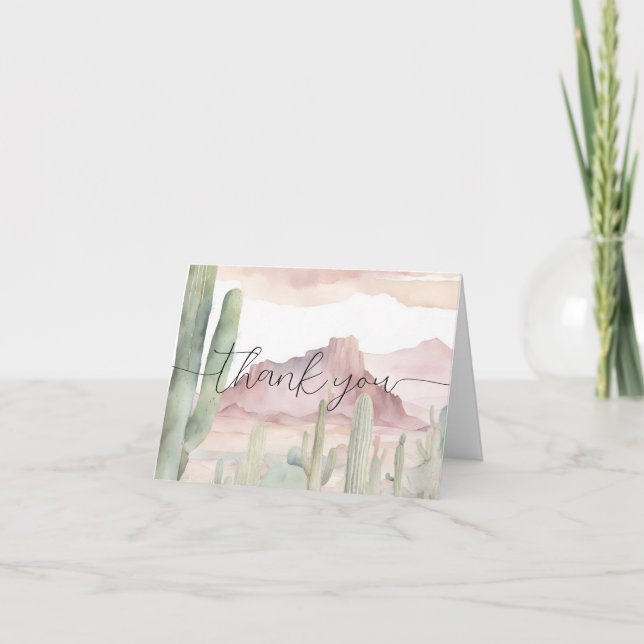 Boho Modern Desert Nature Cactus Baby Shower Thank You Card (Front)