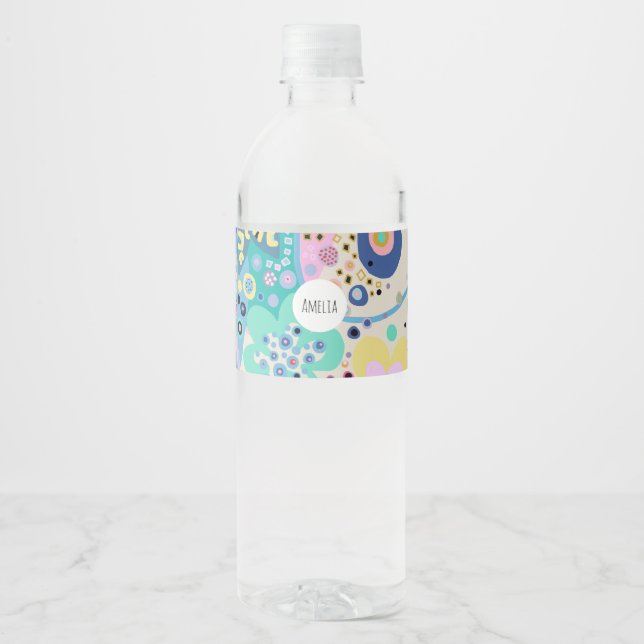 Boho modern design water bottle label (Front)