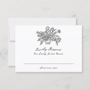 Boho Modern Doodle Wedding Website Qr Code RSVP Card