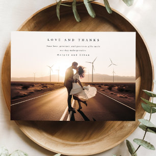 Boho Modern Elegant Wedding Photo Thank You Card