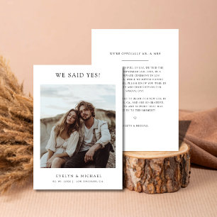 Boho Modern Elopement We Said Yes Photo Wedding Announcement
