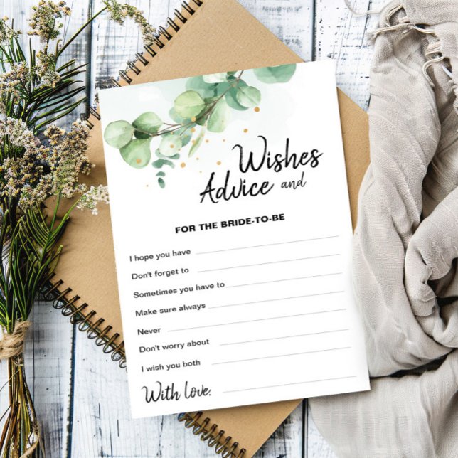 Boho Modern Eucalyptus Wedding Wishes Advice Card (Creator Uploaded)