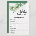 Boho Modern Eucalyptus Wedding Wishes Advice Card<br><div class="desc">Boho Modern Eucalyptus Wedding Wishes Advice Card. Green elegant watercolor collection with eucalyptus branches and gold lines and dots. Please get in touch with me via chat if you have questions about the artwork or need customisation! If you need additional designs in this collection just let me know - write...</div>