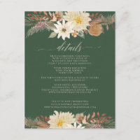 BOHO Modern Fall Floral Watercolor Forest Green
