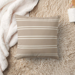 Boho Modern Farmhouse Gender Neutral Stripes Taupe Cushion