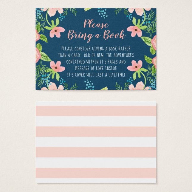 Boho Modern Floral Baby Shower Book Instead Card (Front & Back)