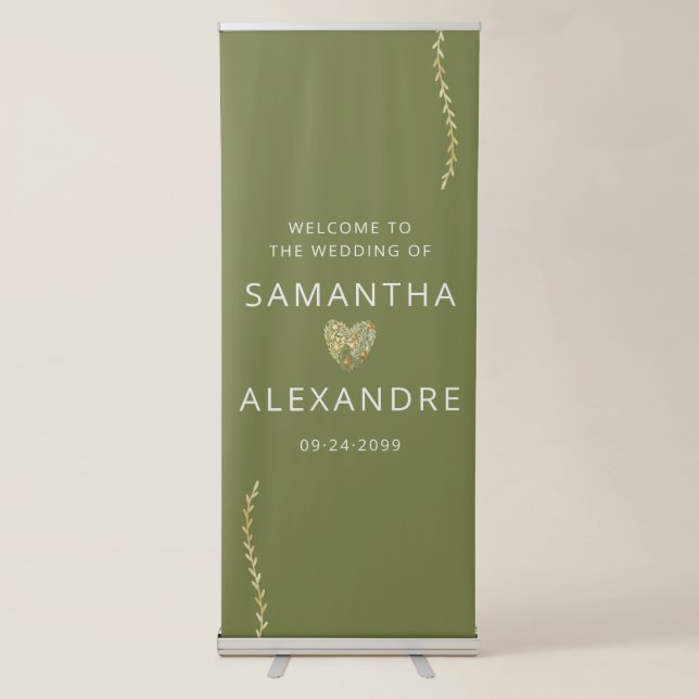 Boho Modern Floral Greenery Wedding Welcome Sign (Front)