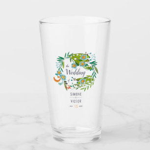 Boho Modern Floral Lily of Valley Wedding  Glass