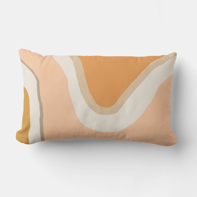 Boho Modern Geometric pattern pink orange mustard Lumbar Cushion (Front)