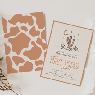 Boho Modern Girls First Rodeo 1st Birthday Invitation