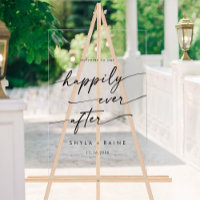 Boho Modern Happily Clear Acrylic Wedding Welcome