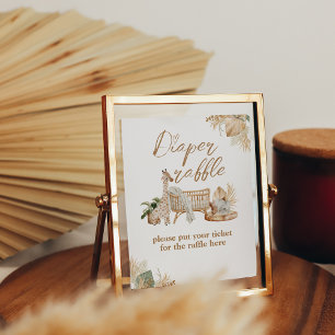 Boho Modern Heart Font Baby Shower Diaper Poster