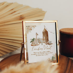 Boho Modern Heart Font Baby Shower Pacifier Hunt Poster