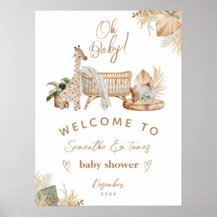 Boho Modern Heart Font Baby Shower  Poster