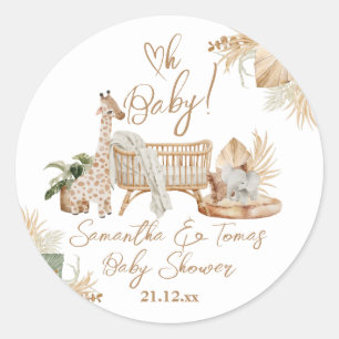 Boho Modern Heart Gender Neutral Baby Shower Classic Round Sticker