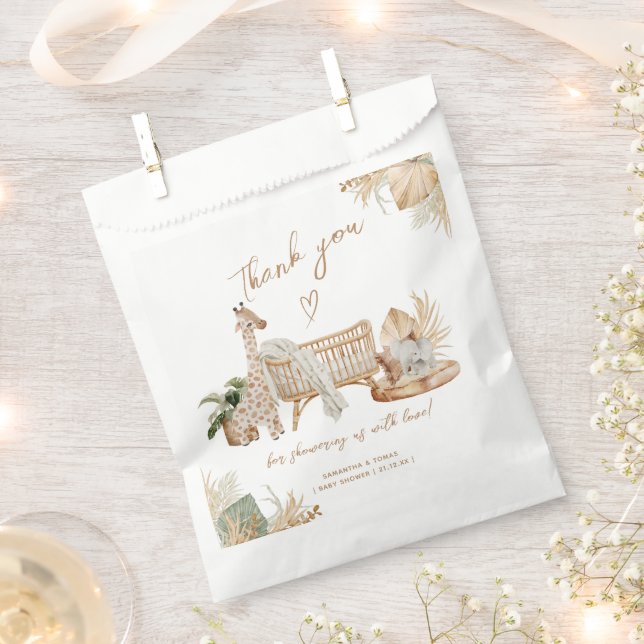 Boho Modern Heart Gender Neutral Baby Shower Favour Bags (Clipped)