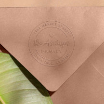Boho Modern Heart Round Family Return Address