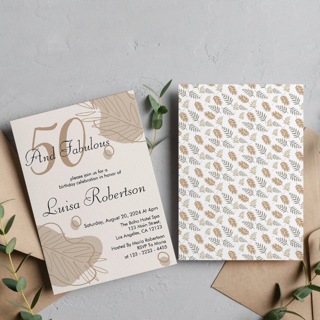 Boho Modern Leaf All Ages Birthday Invitation (Creator Uploaded)