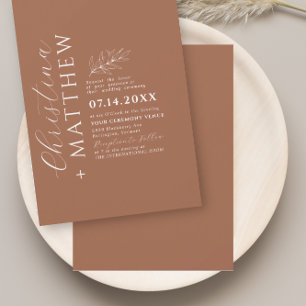 Boho Modern Minimalist Light Terracotta Wedding Invitation