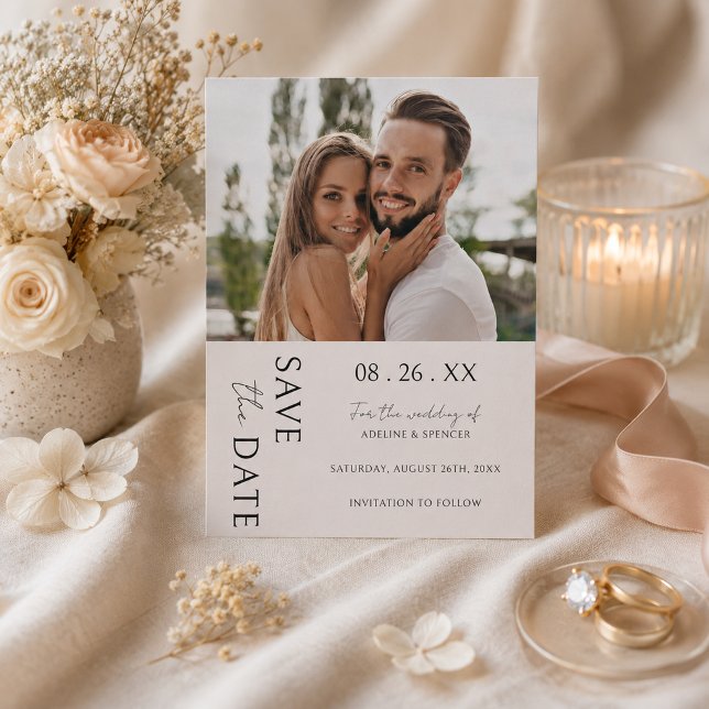 Boho Modern Minimalist Photo Wedding Save The Date (Creator Uploaded)