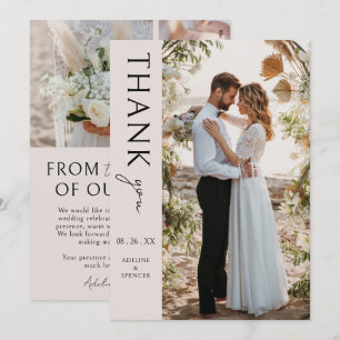 Boho Modern Minimalist Photo Wedding Thank You Card