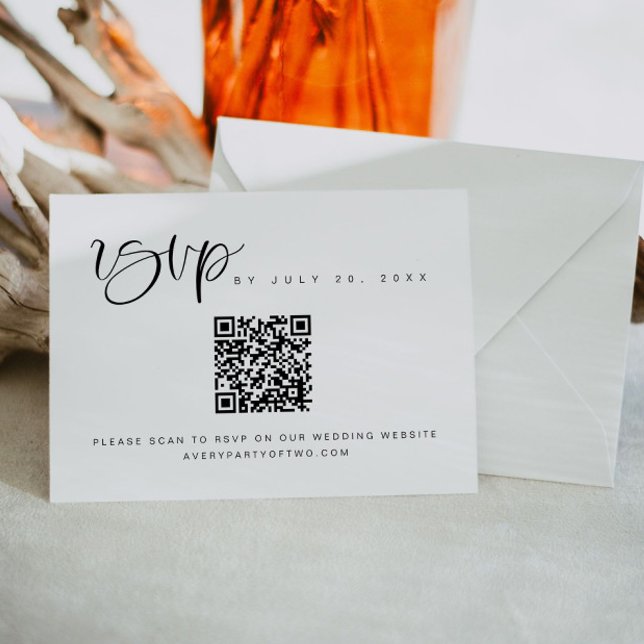 Boho Modern Minimalist QR Code Wedding RSVP Invitation (Creator Uploaded)