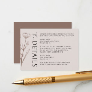 Boho Modern Minimalist Wedding Details Enclosure Card