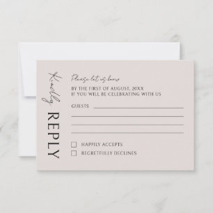 Boho Modern Minimalist Wedding RSVP Card