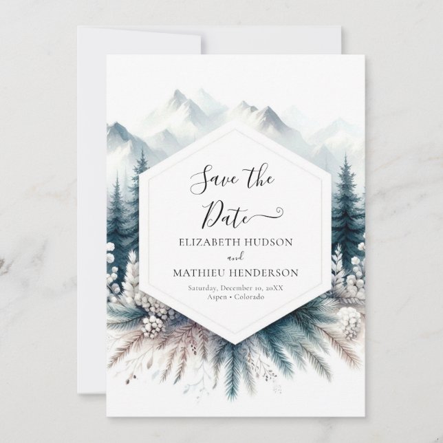 Boho Modern Mountain Wedding Save The Date (Front)