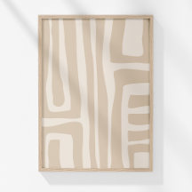 Boho Modern Muted Beige Neutral Abstract Art