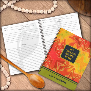 Boho Modern Orange Favourite College Recipe Notebook