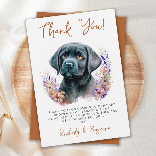 Boho Modern Puppy Dog Terracotta Baby Shower Thank You Card (Creator Uploaded)