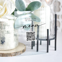 Boho Modern QR Code Clear Acrylic Wedding Menu