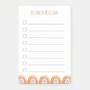 Boho Modern Rainbow Personalised Girl School Post-it Notes