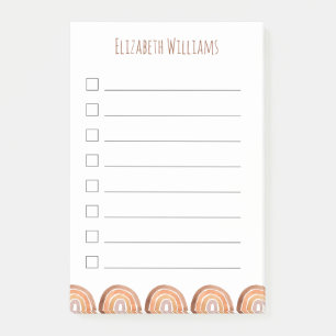 Boho Modern Rainbow Personalised Name School   Post-it Notes