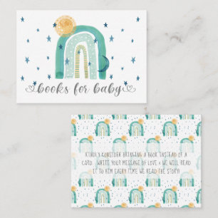 Boho Modern Rainbow Teal Books for Baby Enclosure Business Card