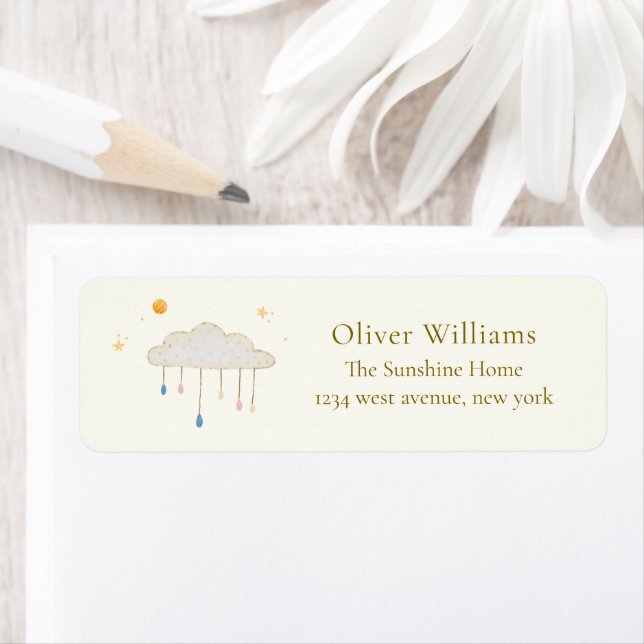 Boho Modern Raindrop Boy Shower Return Address  (Insitu)